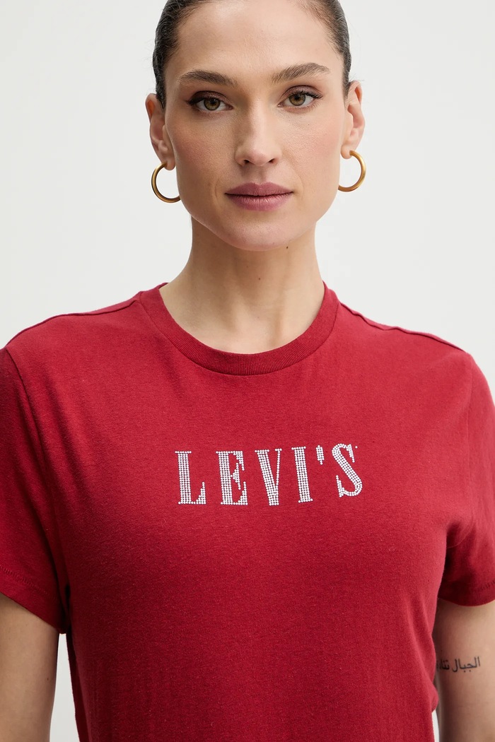 Bavlněné tričko Levi's červená A2226.0143