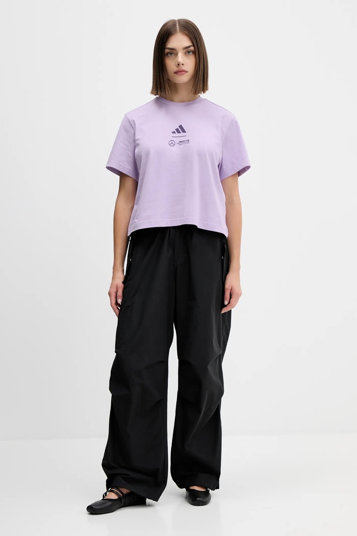Bavlnené tričko adidas x Mercedes JX8816 fialová AW25