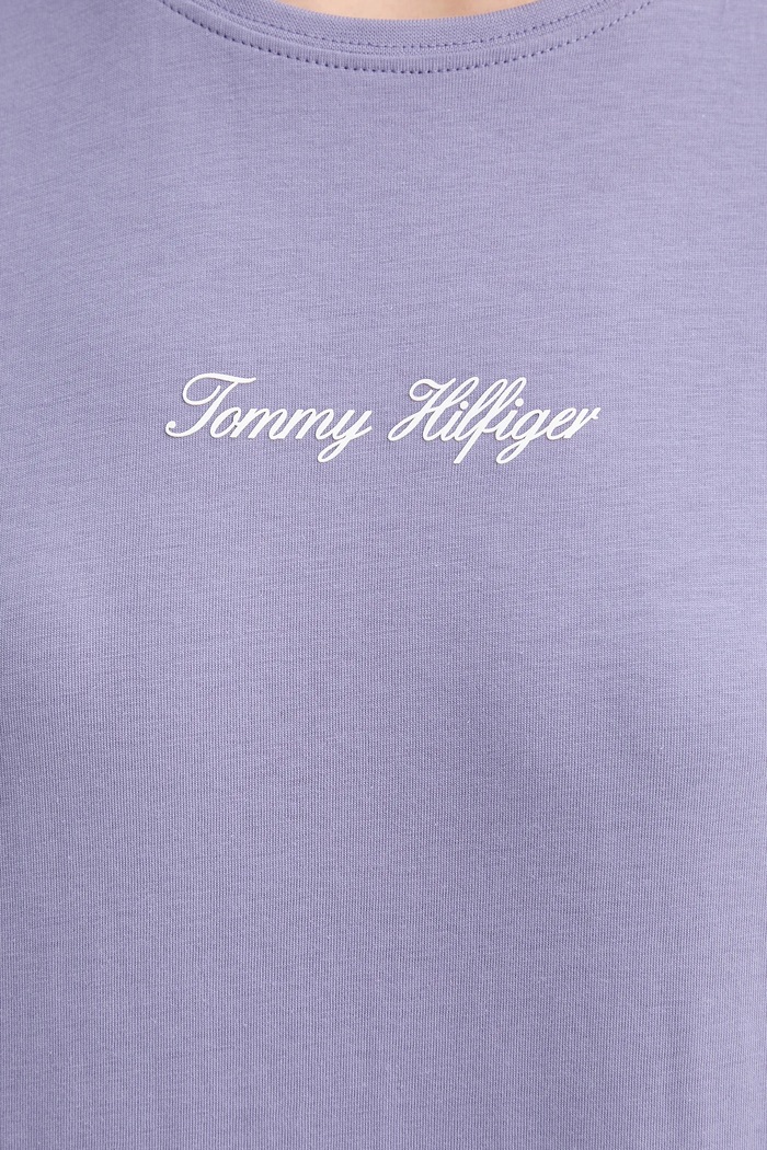 Bavlnené tričko Tommy Hilfiger WW0WW47460 fialová