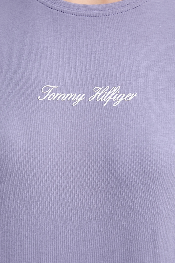 Bavlnené tričko Tommy Hilfiger WW0WW47460 fialová