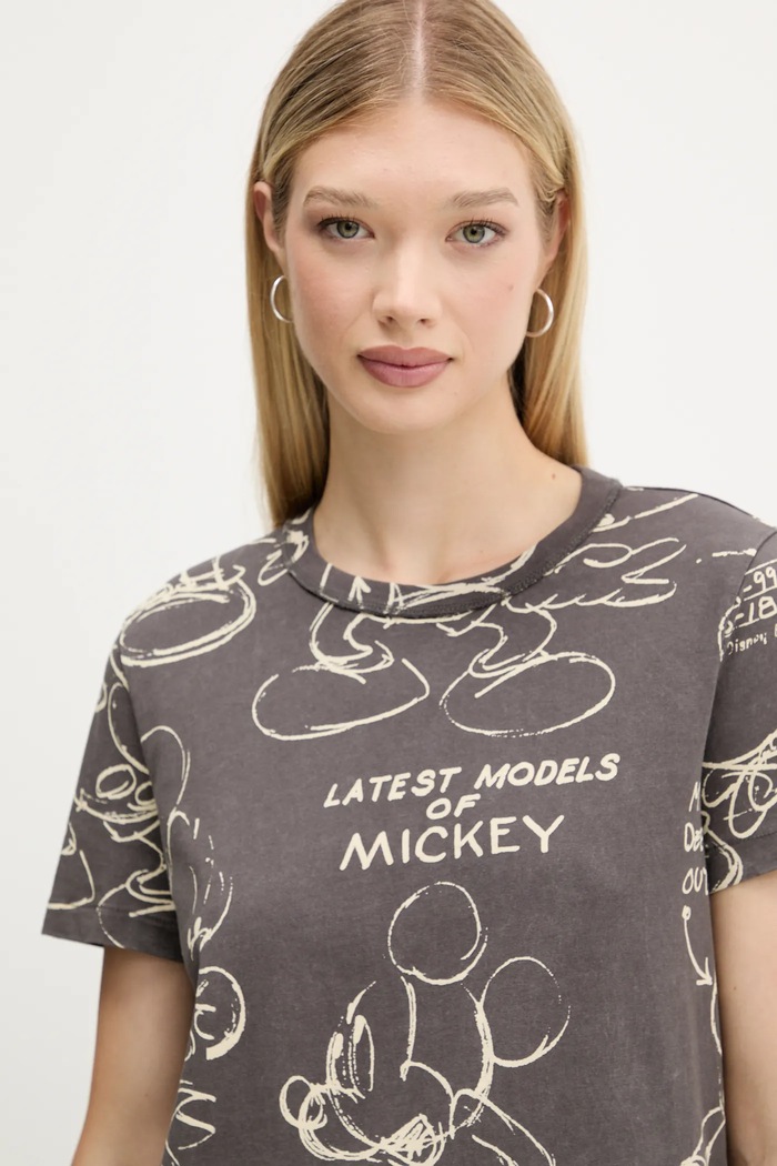Desigual tricou din bumbac MICKEY SKETCH gri 25WWTK03