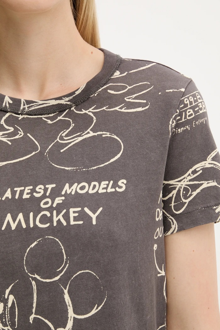 Desigual tricou din bumbac MICKEY SKETCH 25WWTK03 gri