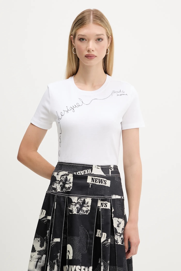 Desigual tricou CHARLY imprimeu alb 25WWTK08