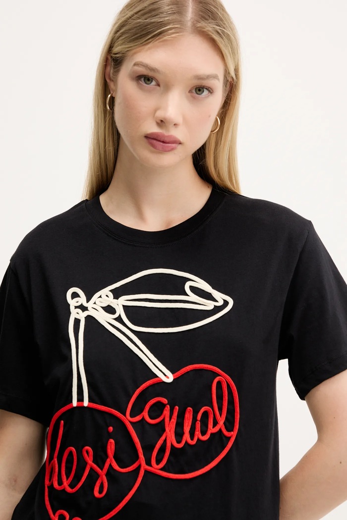 Desigual tricou din bumbac BERLIN negru 25WWTK51