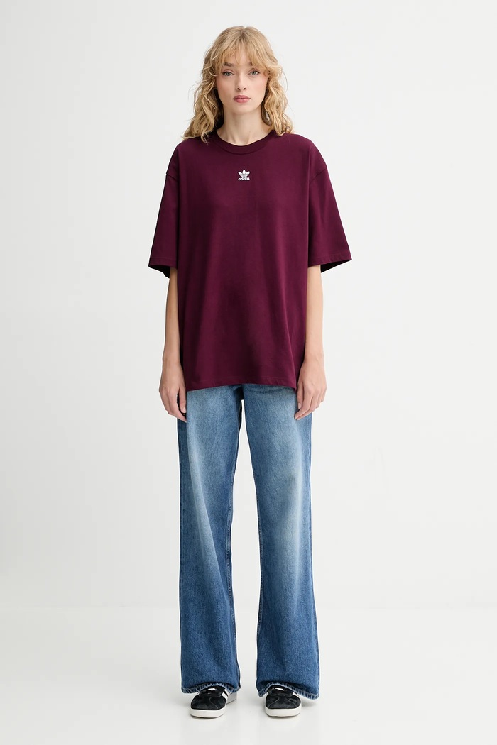 adidas Originals Памучна тениска adidas Originals Boyfriend Tee KW1906 бордо AW25