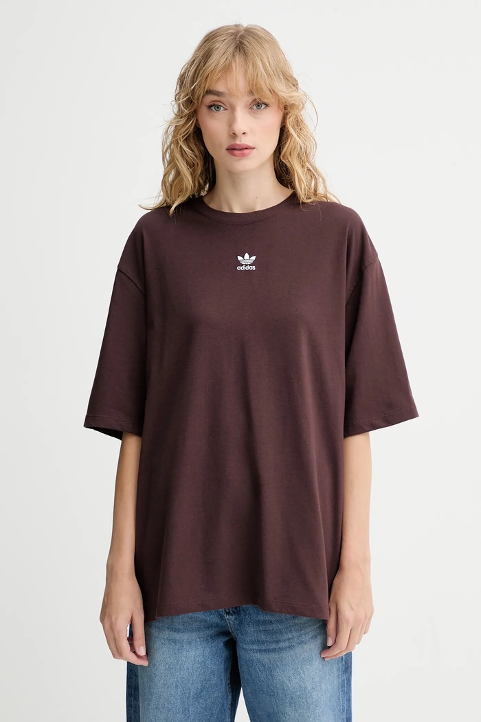 Βαμβακερό μπλουζάκι adidas Originals Boyfriend Tee βαμβάκι καφέ KW1907