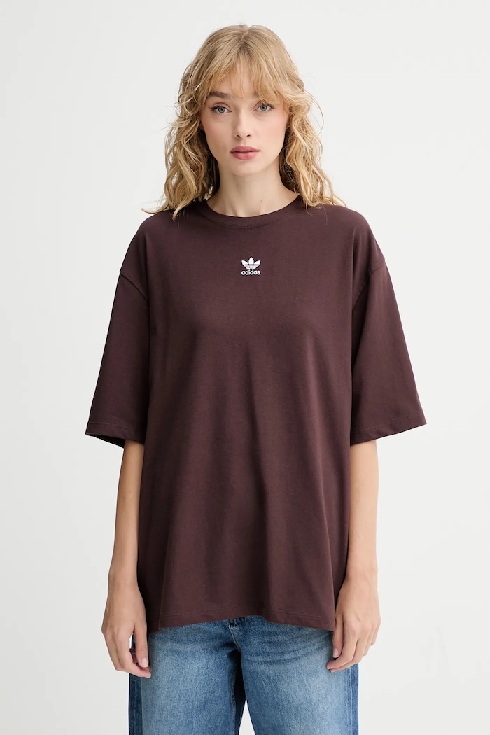 Βαμβακερό μπλουζάκι adidas Originals Boyfriend Tee βαμβάκι καφέ KW1907