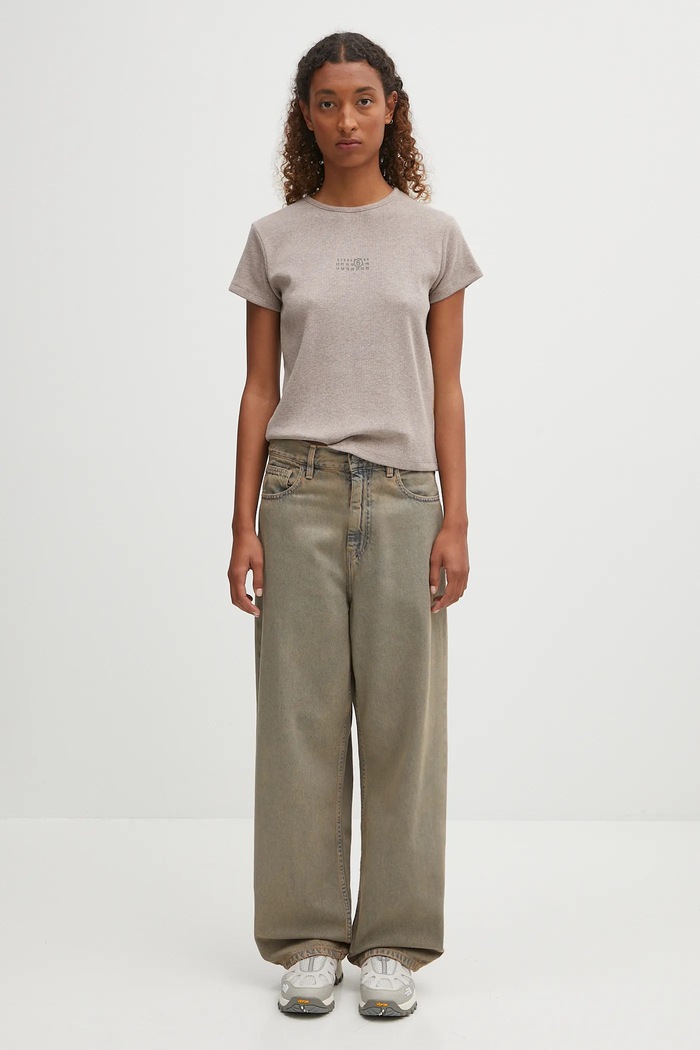 MM6 Maison Margiela t-shirt z domieszką wełny beżowy S52GC0357.M20122.809