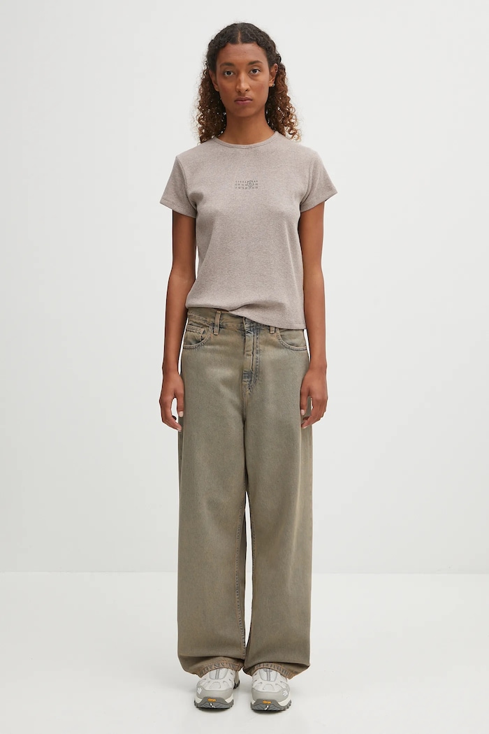 MM6 Maison Margiela t-shirt z domieszką wełny beżowy S52GC0357.M20122.809