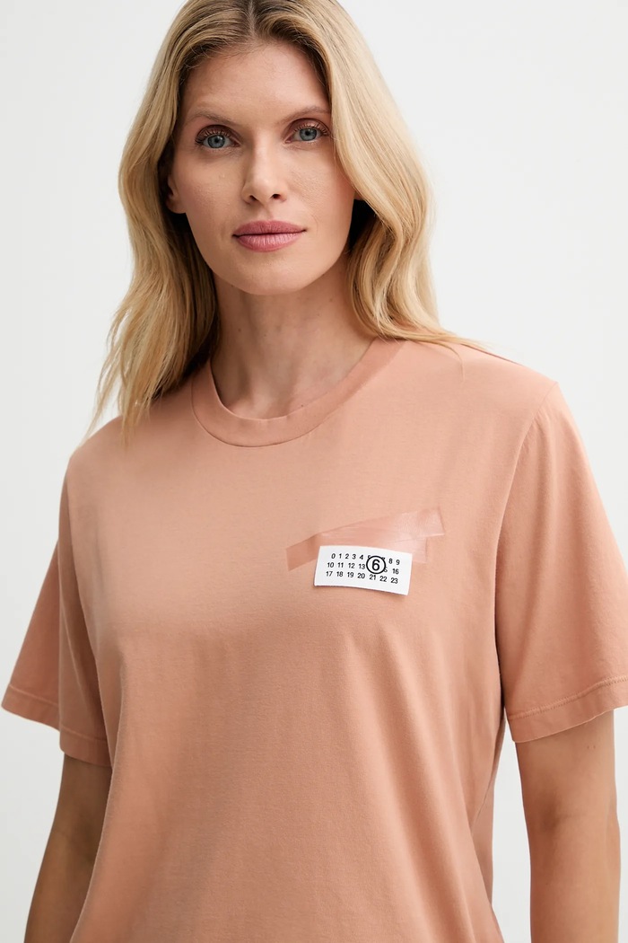 Βαμβακερό μπλουζάκι MM6 Maison Margiela πορτοκαλί S62GD0210.M20115.220