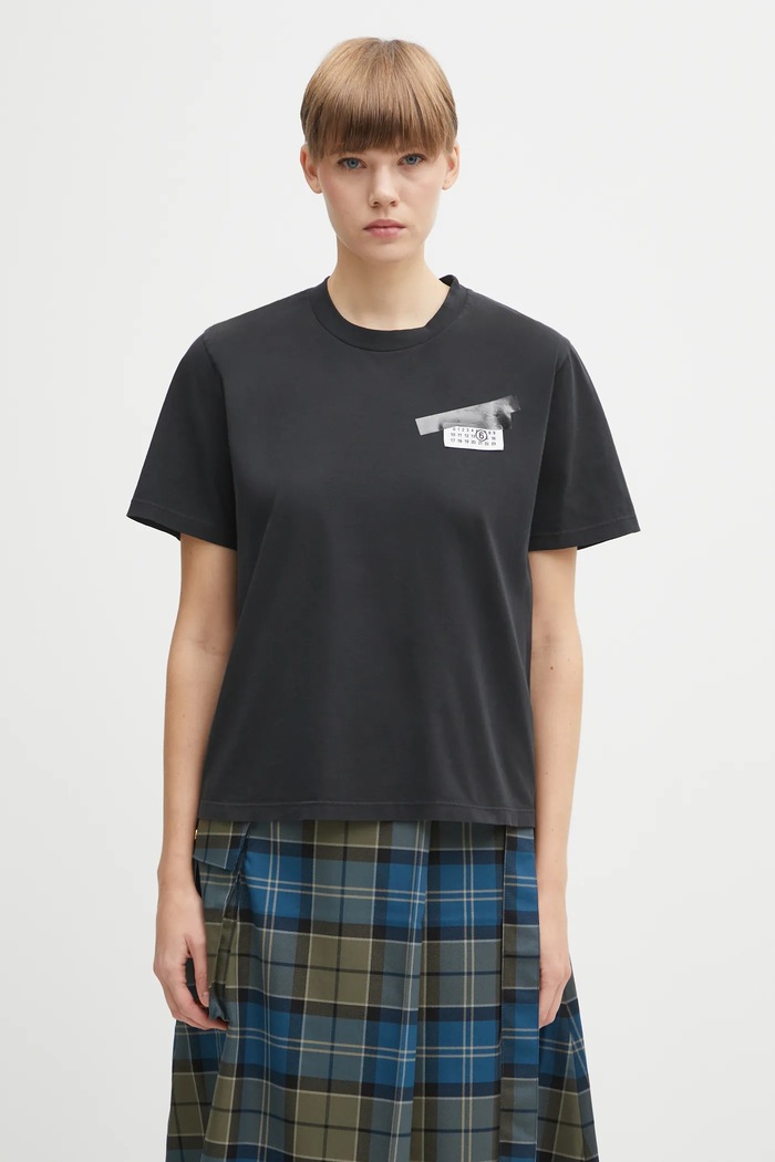 Βαμβακερό μπλουζάκι MM6 Maison Margiela κανονικό μαύρο S62GD0210.M20115.900