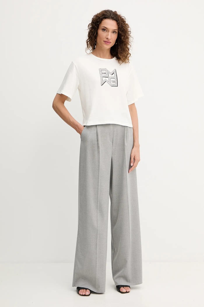 Marella t-shirt bawełniany Emme by Marella 2525976021200 beżowy AW25