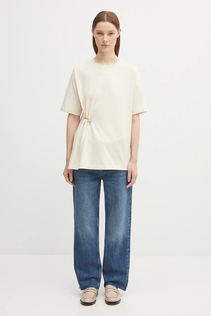 Kenzo t-shirt bawełniany Gots Drap Detail Loose FF62TS3514SG