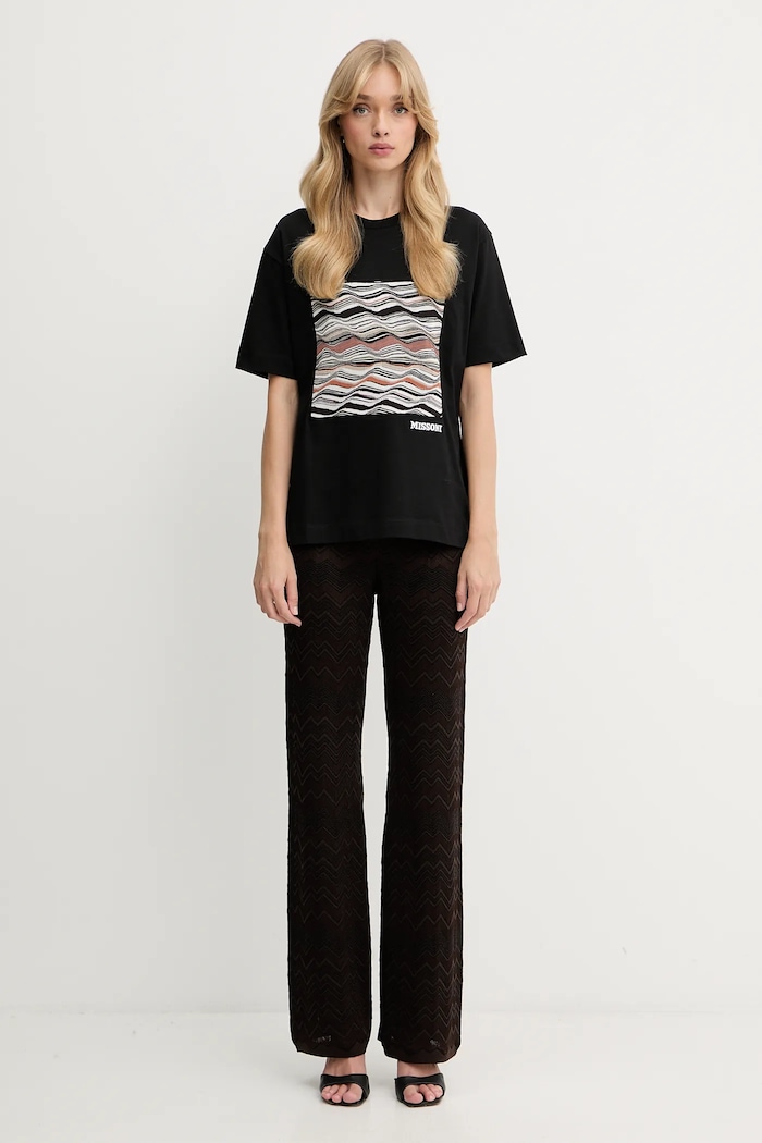 Bavlnené tričko Missoni DS25WL06.BJ00PJ čierna AW25