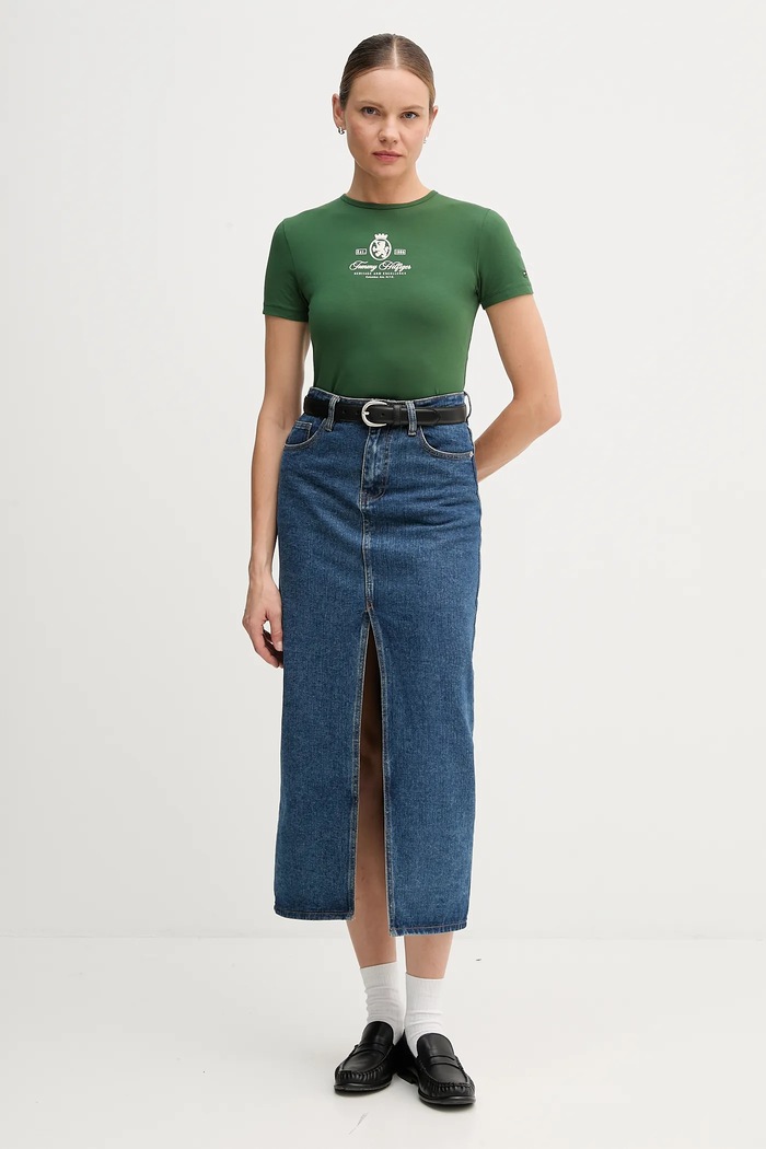 Tommy Hilfiger tricou WW0WW47316 verde AW25