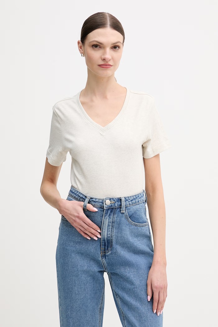 Calvin Klein Jeans tricou din bumbac bej LV047B205G
