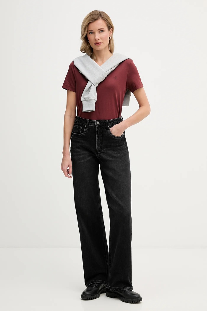 Calvin Klein Jeans pamut póló LV047B205G piros SS26