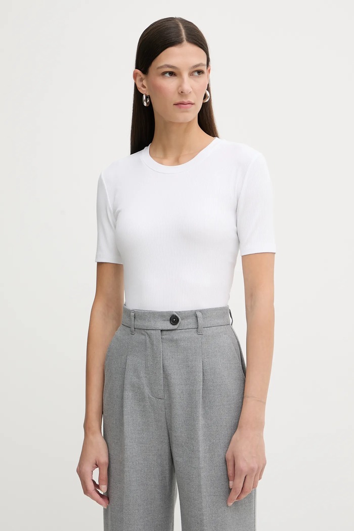 Calvin Klein tričko dámske z modalom slim biela LV044D246G