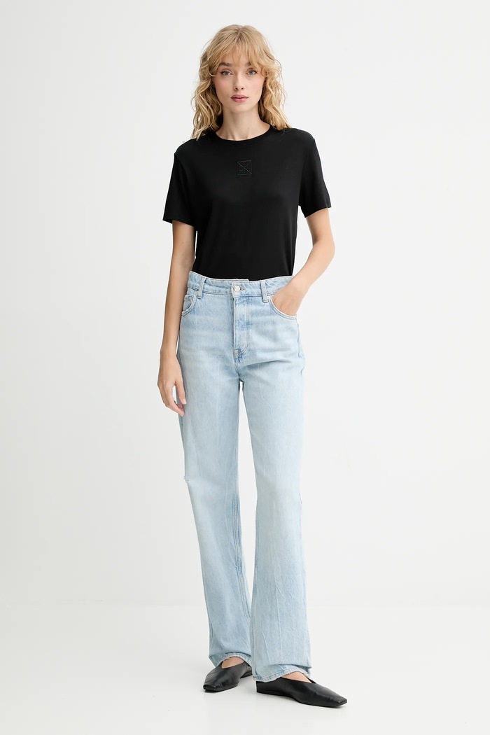 Bavlnené tričko Calvin Klein LV044D201G čierna SS26