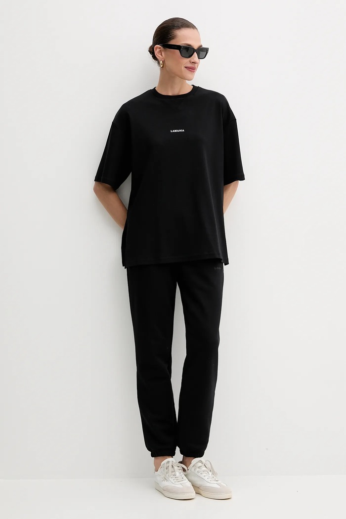 La Mania t-shirt bawełniany TEEZY czarny AW25