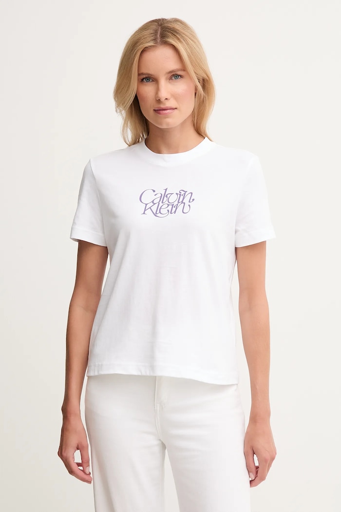 Calvin Klein Jeans t-shirt bawełniany nadruk biały LV047D210G