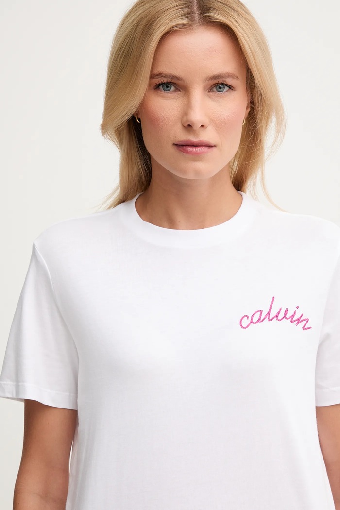 Calvin Klein Jeans tricou din bumbac alb LV047D882G
