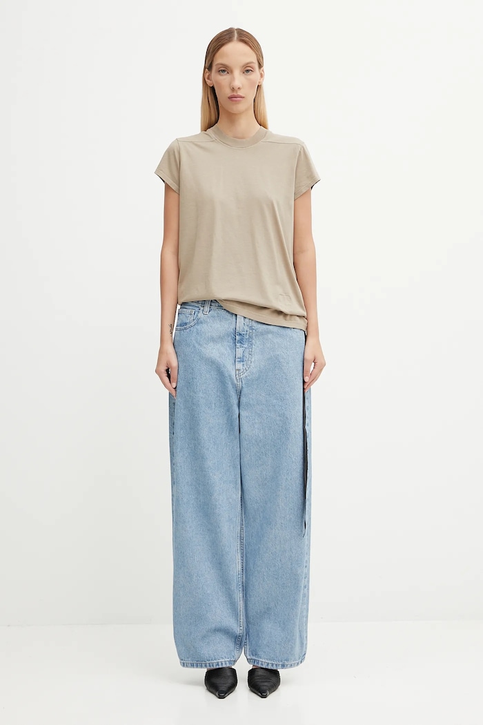 Rick Owens DRKSHDW t-shirt bawełniany Small Level T DS02E7208.RN beżowy