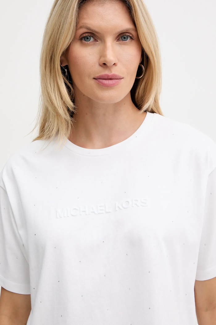 Bavlněné tričko MICHAEL Michael Kors bílá MF551TR2ZU