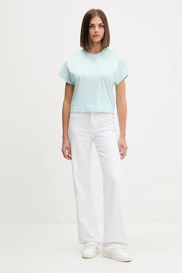 adidas t-shirt bawełniany All Szn JV9840 turkusowy AW25