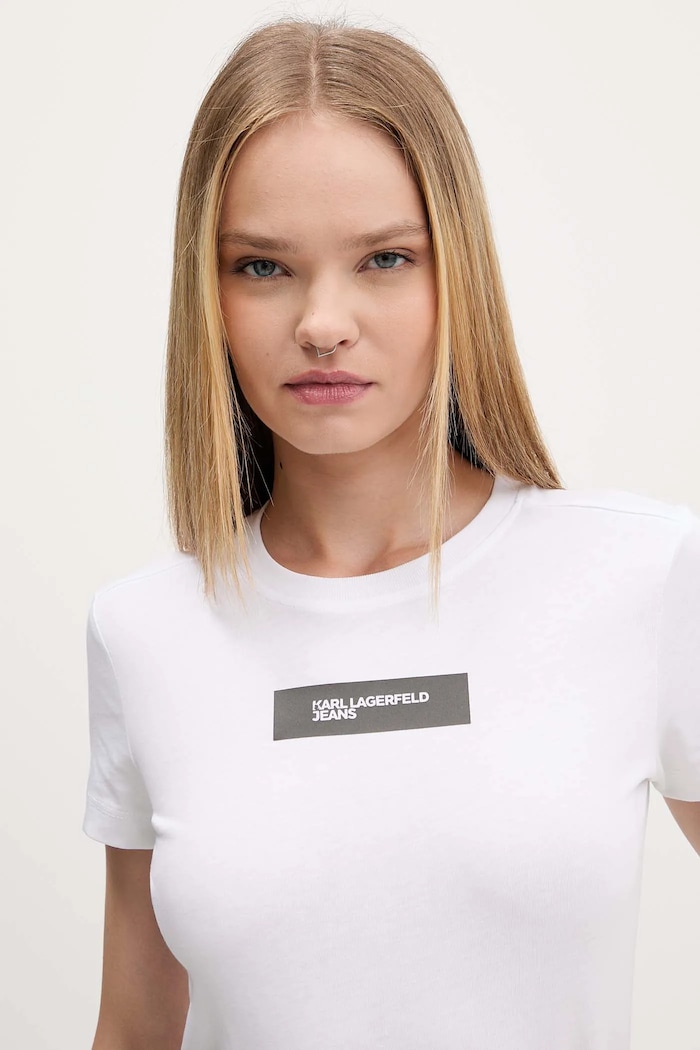 Bavlnené tričko Karl Lagerfeld Jeans biela A4W17002