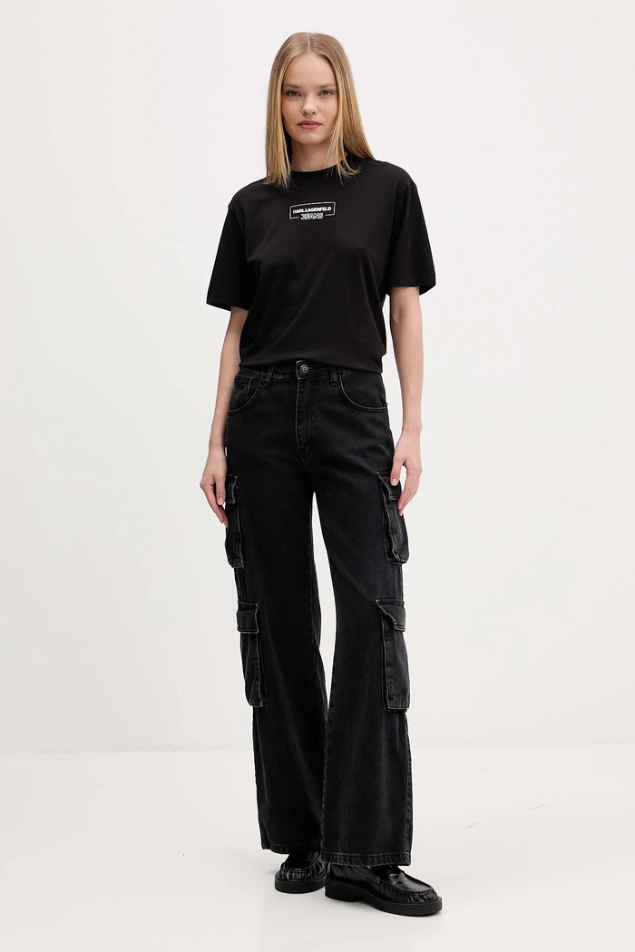 Karl Lagerfeld Jeans tričko dámske bavlnené A4W17003 čierna SS26