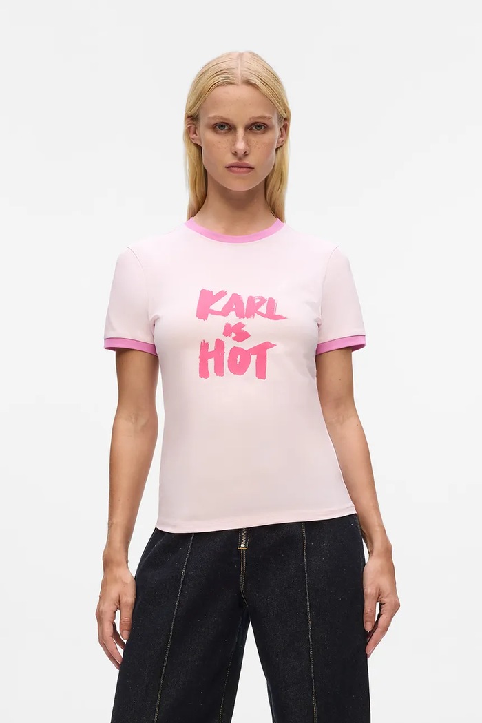 Karl Lagerfeld t-shirt bawełniany Karl Lagerfeld x Paris Hilton nadruk różowy A4W17102
