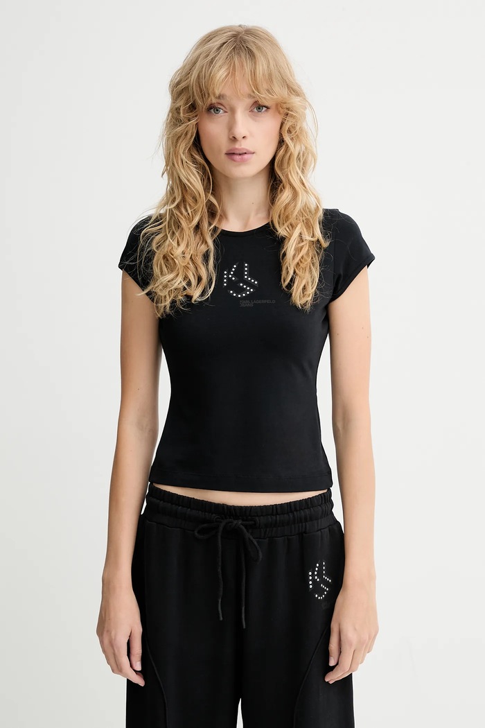 Karl Lagerfeld Jeans tricou uni negru A4W17018