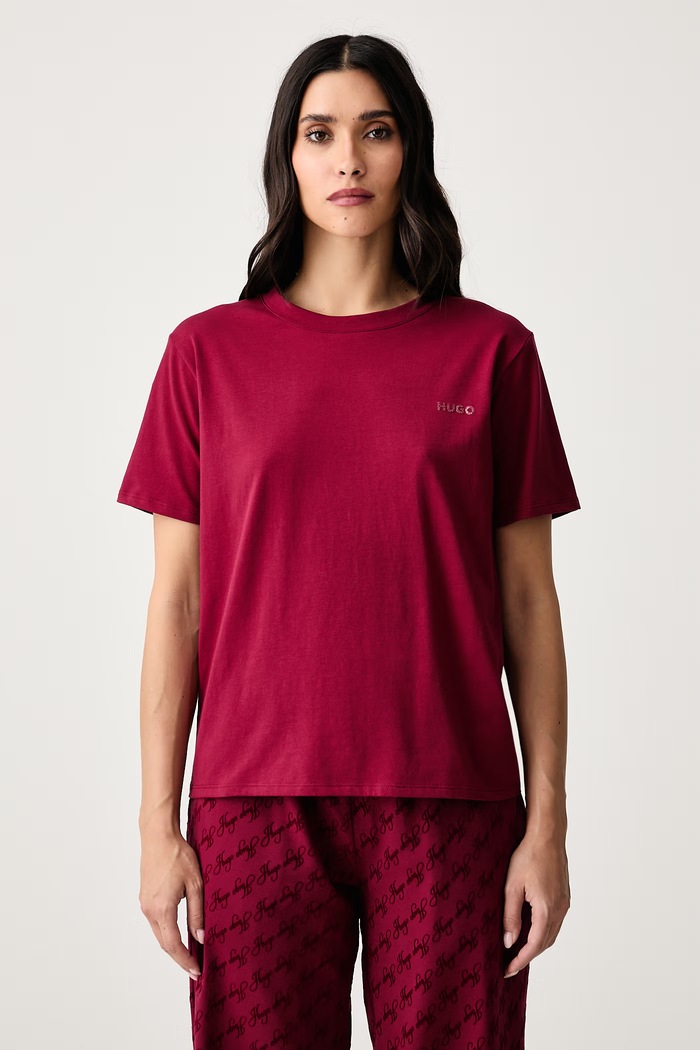 HUGO Homewear majica kratkih rukava ženska od pamuka s elastanom HUGO ID T-SHIRT crvena 50555634