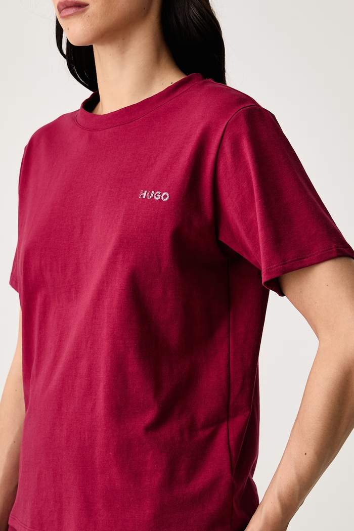 Homewear majica kratkih rukava ženska od pamuka s elastanom HUGO ID T-SHIRT HUGO 50555634 crvena