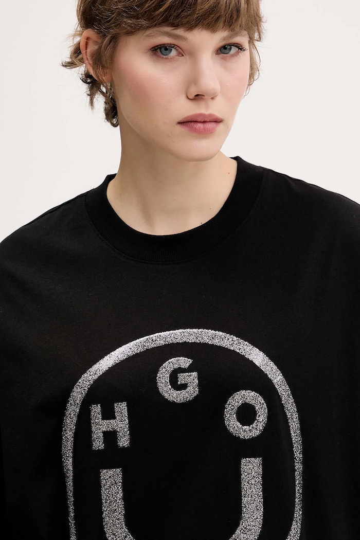 Бавовняна футболка Hugo Blue Oversized_tee_B_6 чорний 50550141
