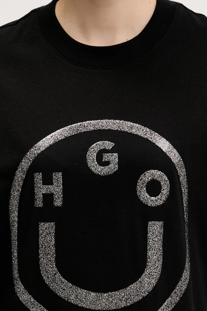 Бавовняна футболка Hugo Blue Oversized_tee_B_6 50550141 чорний