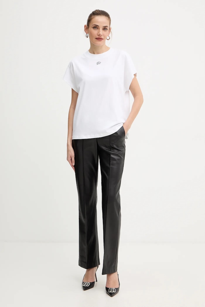 Karl Lagerfeld t-shirt bawełniany A4W17039 biały AW25