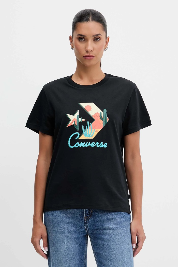 Converse t-shirt bawełniany nadruk czarny CVW5T240