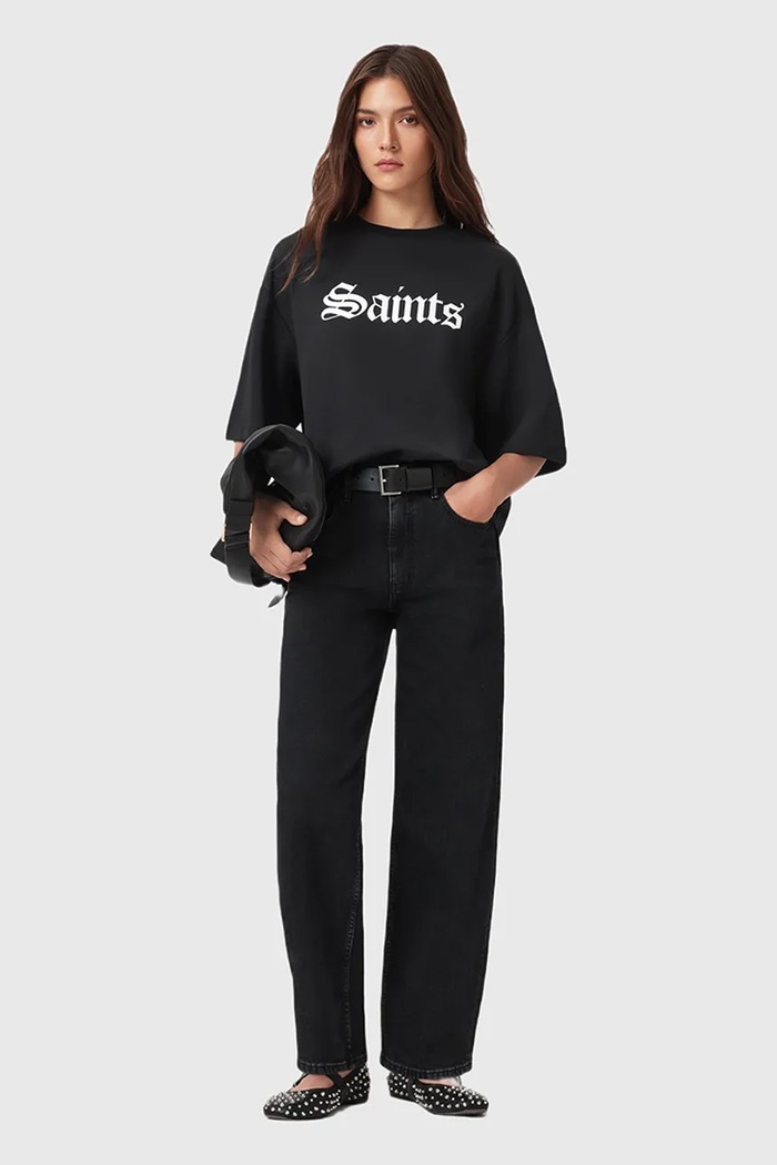 AllSaints tricou din bumbac SAINT negru W139JD