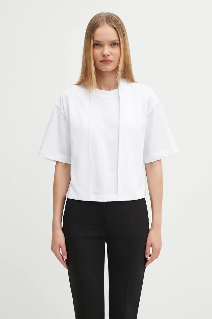 Sportmax t-shirt bawełniany NAVA gładkie biały 2522946015600