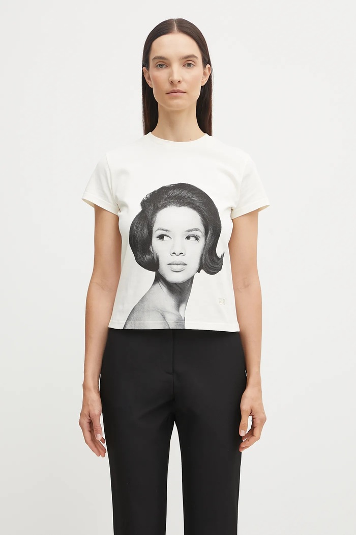 Βαμβακερό μπλουζάκι Wales Bonner Selah Cropped T Shirt κανονικό μπεζ UA25JE11.JE01.100