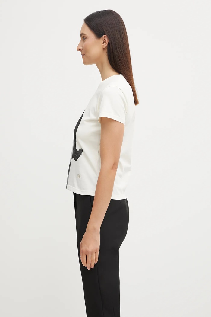Βαμβακερό μπλουζάκι Wales Bonner Selah Cropped T Shirt UA25JE11.JE01.100 μπεζ AW25