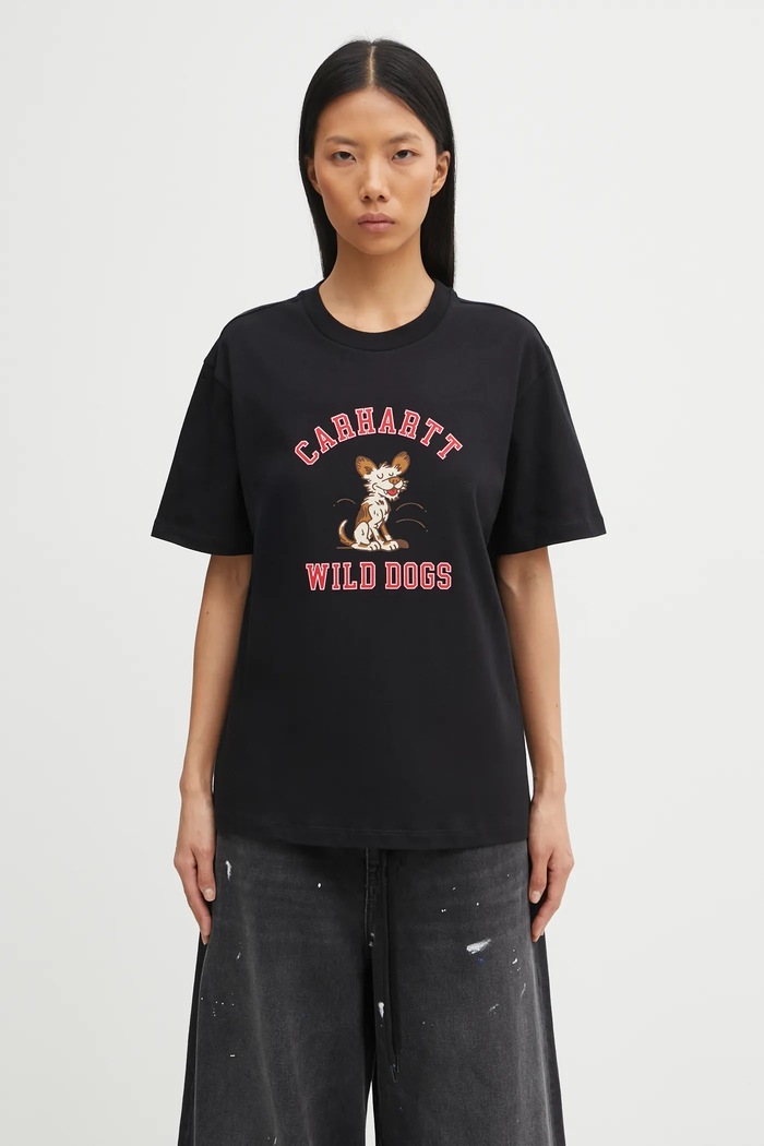 Βαμβακερό μπλουζάκι Carhartt WIP W' S/S Wild Dog T-Shirt κανονικό μαύρο I035487.89XX