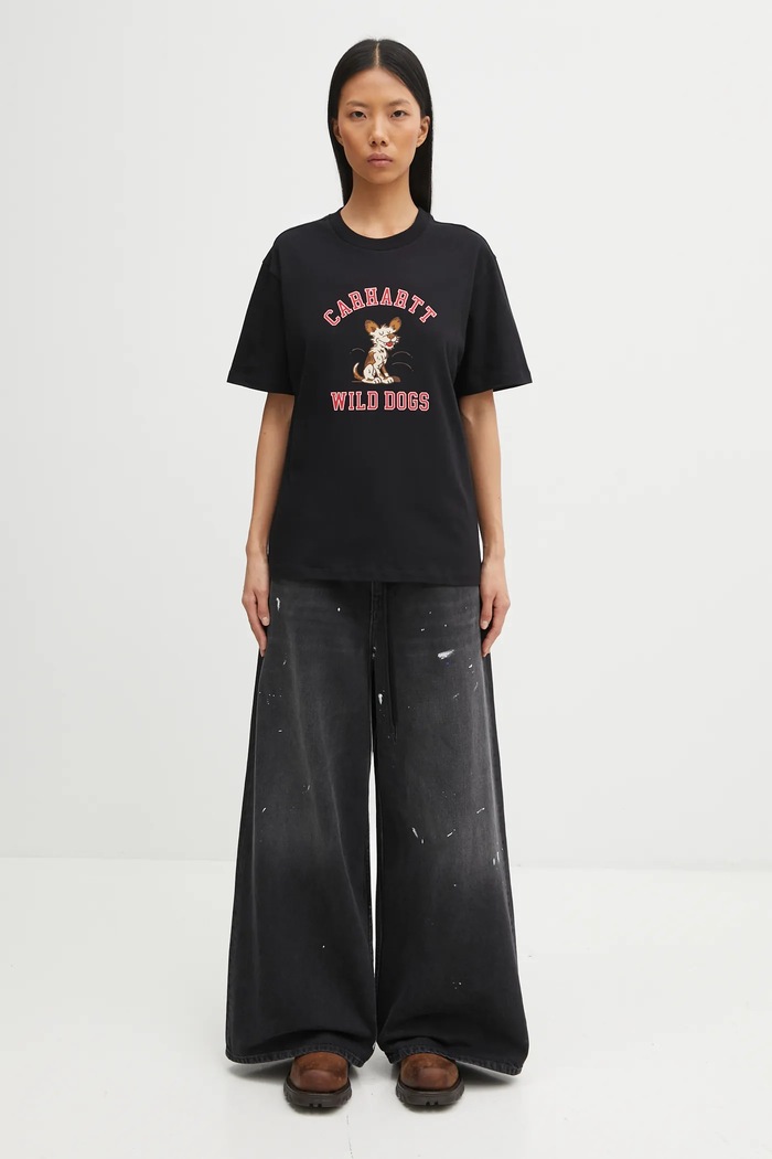 Βαμβακερό μπλουζάκι Carhartt WIP W' S/S Wild Dog T-Shirt I035487.89XX μαύρο