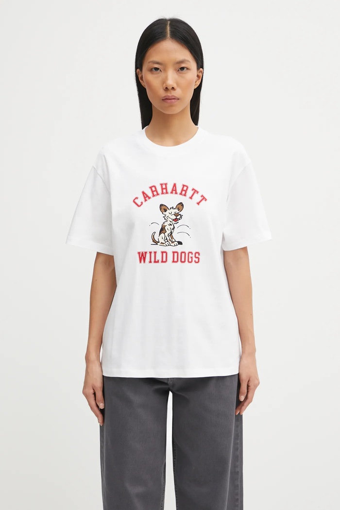 Carhartt WIP cotton t-shirt W' S/S Wild Dog T-Shirt relaxed white I035487.02XX