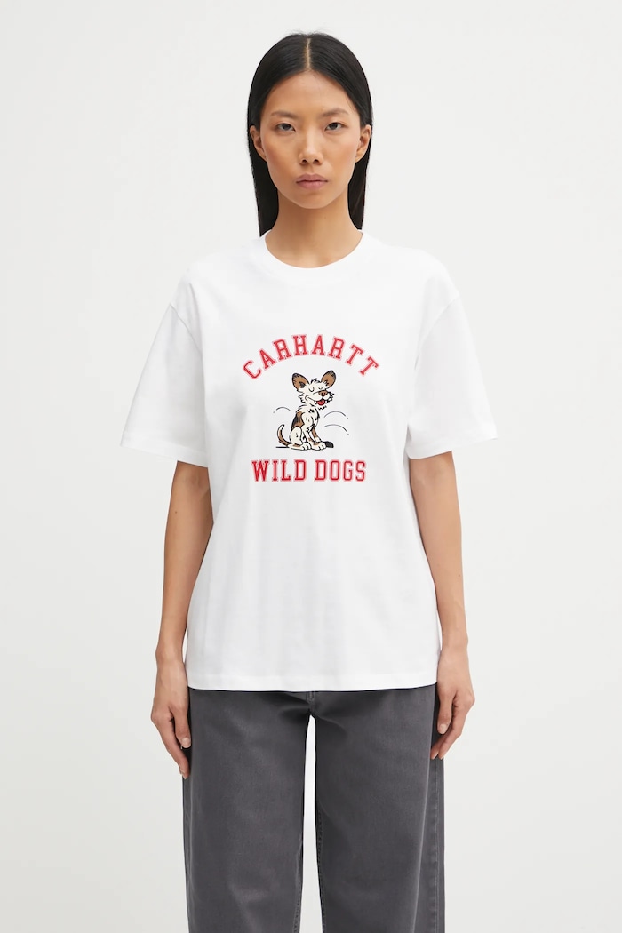 Carhartt WIP cotton t-shirt W' S/S Wild Dog T-Shirt relaxed white I035487.02XX