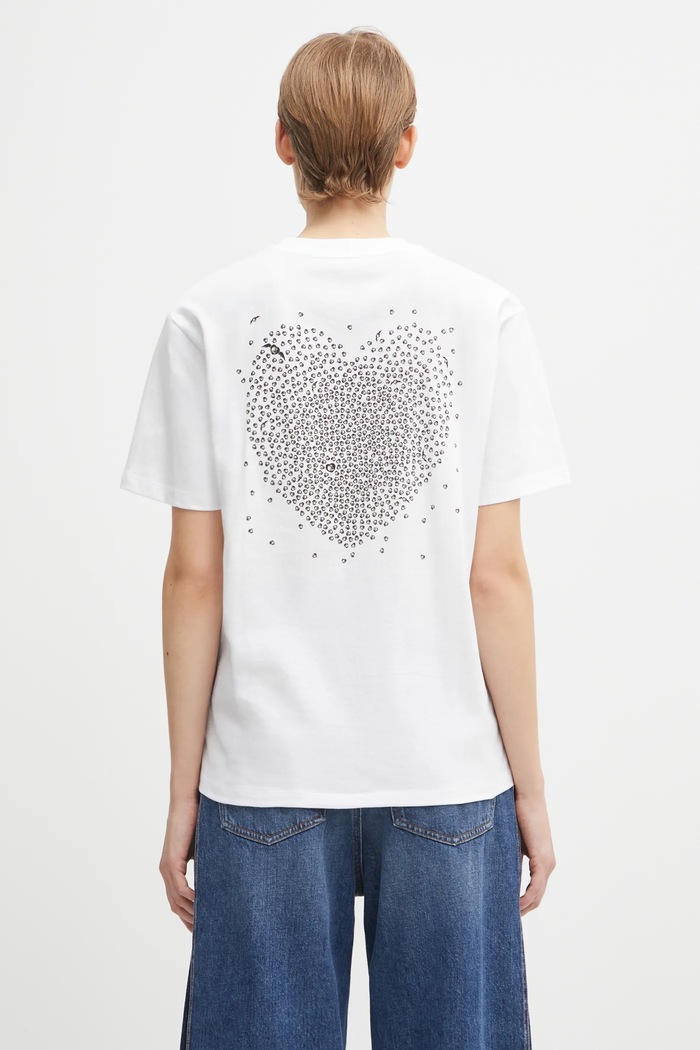 Памучна тениска Carhartt WIP W' S/S Hearts Of Hartts T-S свободна бял I035477.02XX