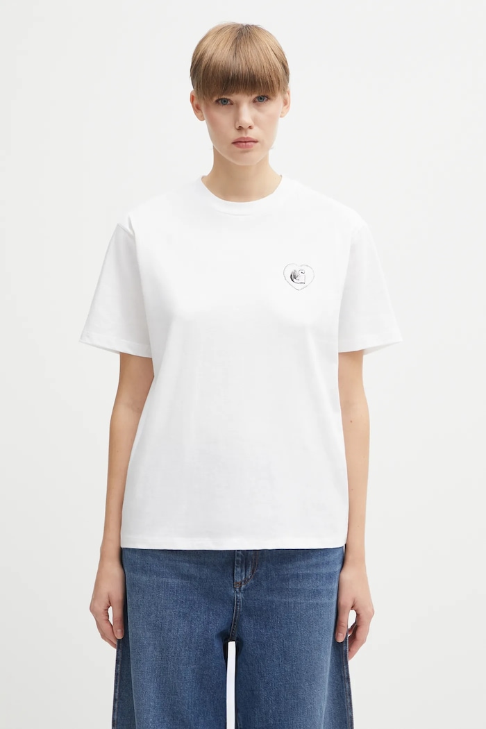 Дрехи Памучна тениска Carhartt WIP W' S/S Hearts Of Hartts T-S I035477.02XX бял
