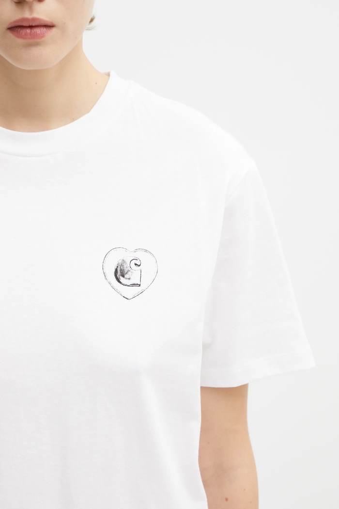 Памучна тениска Carhartt WIP W' S/S Hearts Of Hartts T-S бял I035477.02XX